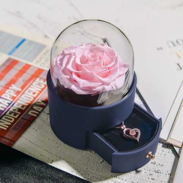 I Love You Pink Satin Box with Preserved Roses