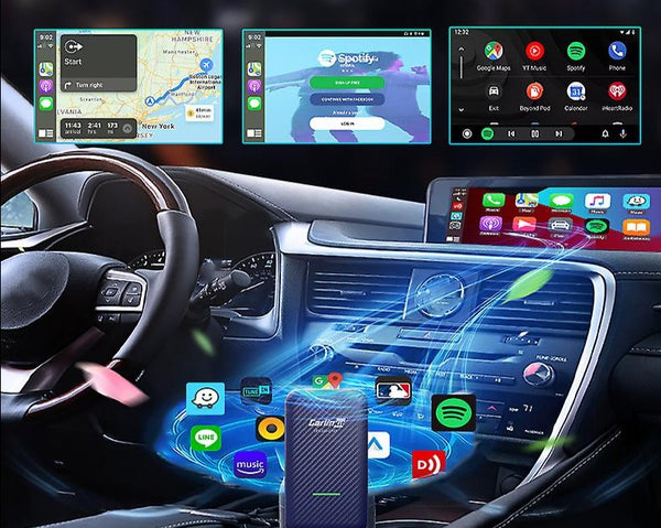 CarPlay sans Fil& Android Auto sans Fil Adaptateur, Car Play iOS sans Fil,  2-in-1
