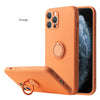 Orange - Quadratische iPhone-Hülle mit Ringhalter aus flüssigem Silikon