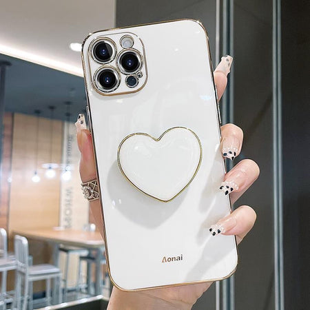 White - Love Heart Holder iPhone Case