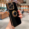 Schwarz – iPhone-Hülle mit vollständiger Abdeckung und Ringhalter