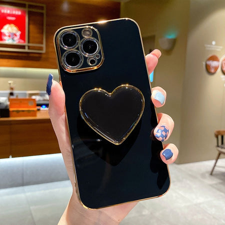 Schwarz - Love Heart Holder iPhone Hülle