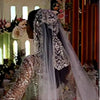 Luxurious Diamond Beaded White Veil for bride