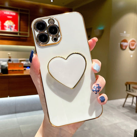 White - Love Heart Holder iPhone Case