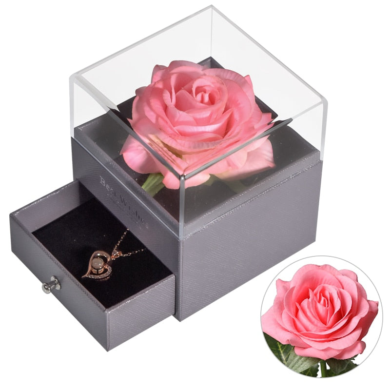 2023 New Valentine Eternal Rose Jewelry Ring Box ruota la cassa di
